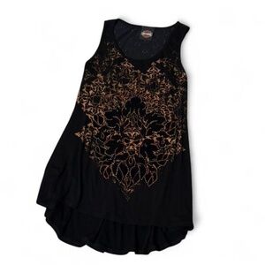Black & Gold rhinestone skull Harley Davidson embellished tank top